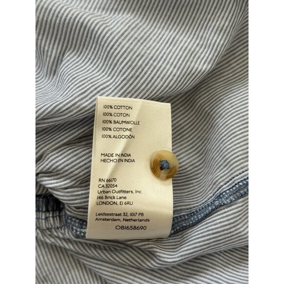 Pilcro Anthropologie Womens Size M Top Faux-Wrap Striped Cotton Blue Long Sleeve - Picture 7 of 8